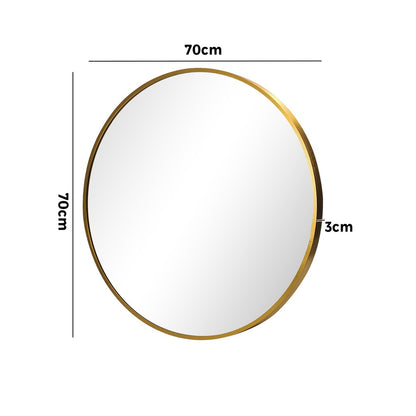 Oikiture Wall Mirror Round 70cm Gold-Wall Mirror-PEROZ Accessories