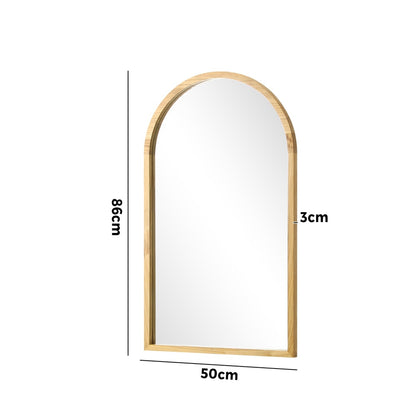Oikiture Wall Mirror Wooden Frame Arched 86 x 50cm-Wall Mirror-PEROZ Accessories