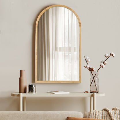 Oikiture Wall Mirror Wooden Frame Arched 86 x 50cm-Wall Mirror-PEROZ Accessories