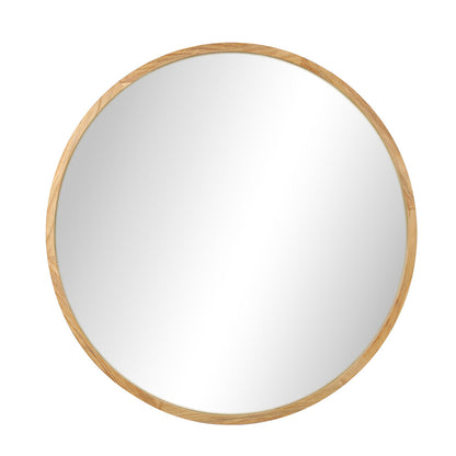 Oikiture Wall Mirror with Wood Frame 90cm Round-Wall Mirror-PEROZ Accessories