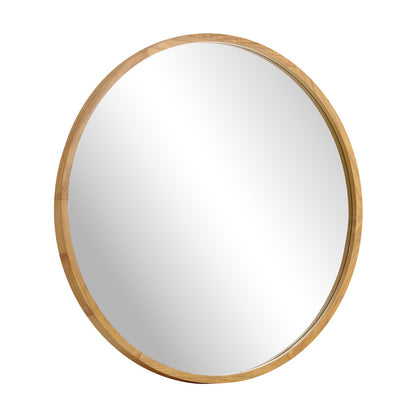 Oikiture Wall Mirror with Wood Frame 90cm Round-Wall Mirror-PEROZ Accessories