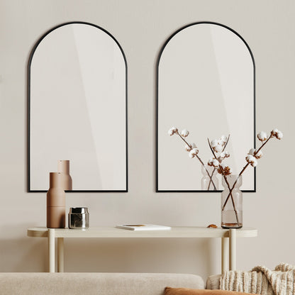 Oikiture Wall Mirrors 86x50cm Arched Black Set of 2-Wall Mirror-PEROZ Accessories
