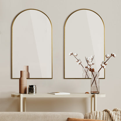 Oikiture Wall Mirrors 86x50cm Arched Gold Set of 2-Wall Mirror-PEROZ Accessories