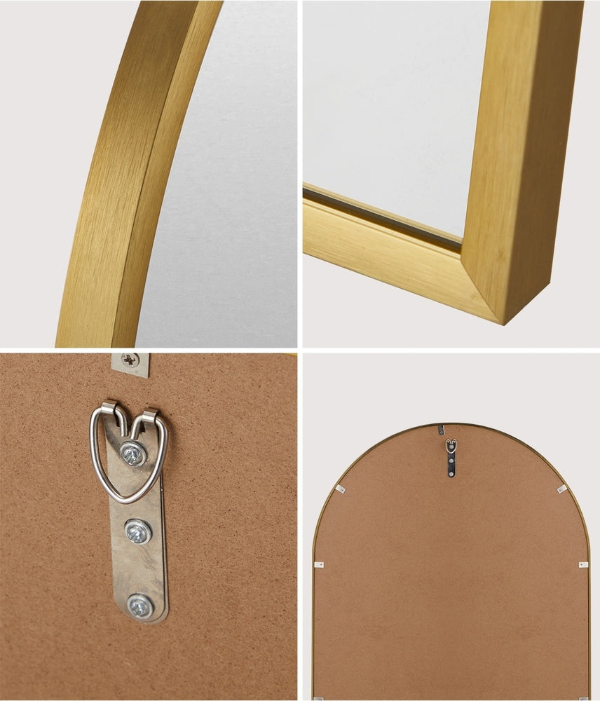 Oikiture Wall Mirrors 86x50cm Arched Gold Set of 2-Wall Mirror-PEROZ Accessories