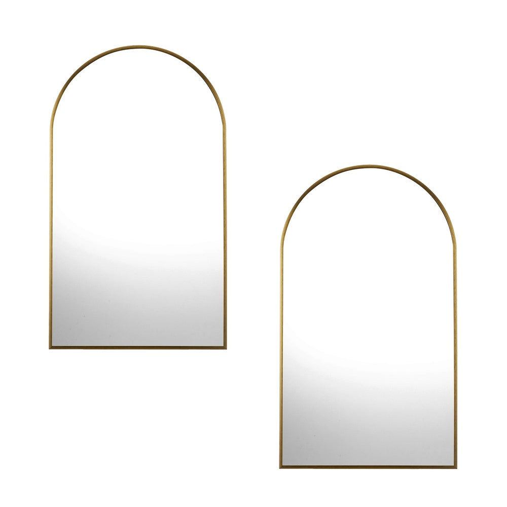 Oikiture Wall Mirrors 86x50cm Arched Gold Set of 2-Wall Mirror-PEROZ Accessories