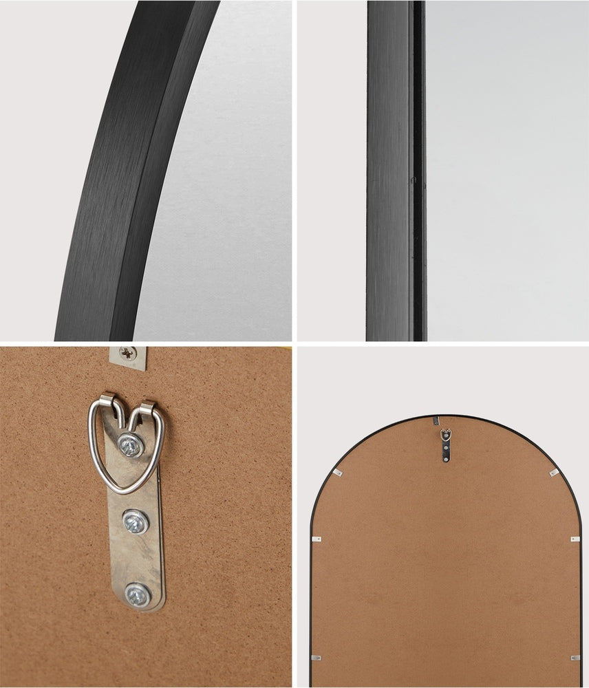 Oikiture Wall Mirrors Oval Mirror Black 84x50cm Set of 2-Wall Mirror-PEROZ Accessories