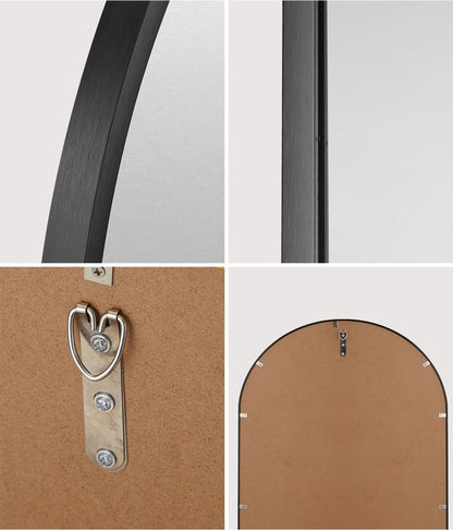 Oikiture Wall Mirrors Oval Mirror Black 84x50cm Set of 2-Wall Mirror-PEROZ Accessories