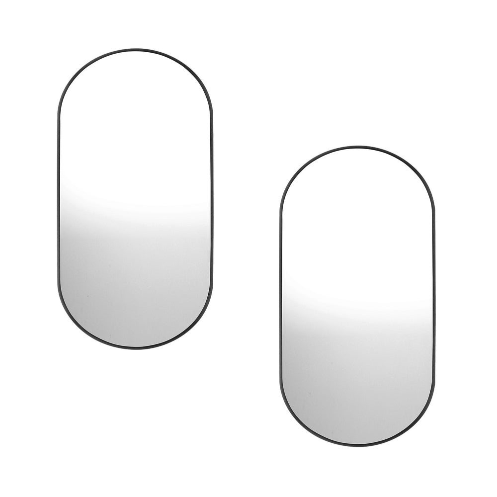 Oikiture Wall Mirrors Oval Mirror Black 84x50cm Set of 2-Wall Mirror-PEROZ Accessories