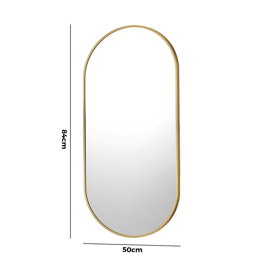 Oikiture Wall Mirrors Oval Mirror Gold 84x50cm Set of 2-Wall Mirror-PEROZ Accessories