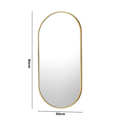 Oikiture Wall Mirrors Oval Mirror Gold 84x50cm Set of 2-Wall Mirror-PEROZ Accessories