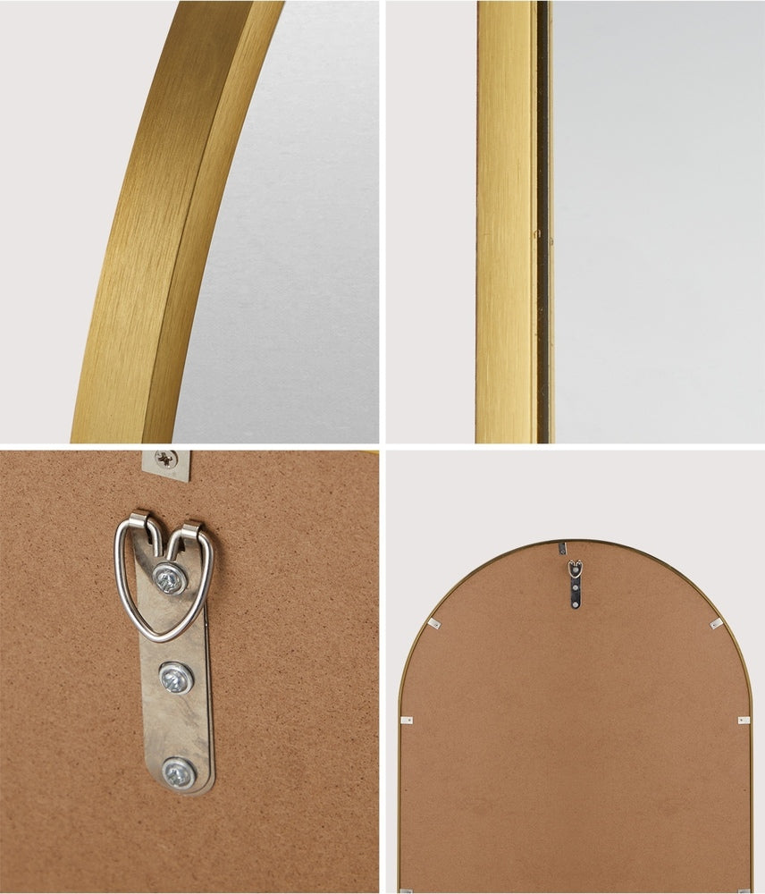 Oikiture Wall Mirrors Oval Mirror Gold 84x50cm Set of 2-Wall Mirror-PEROZ Accessories