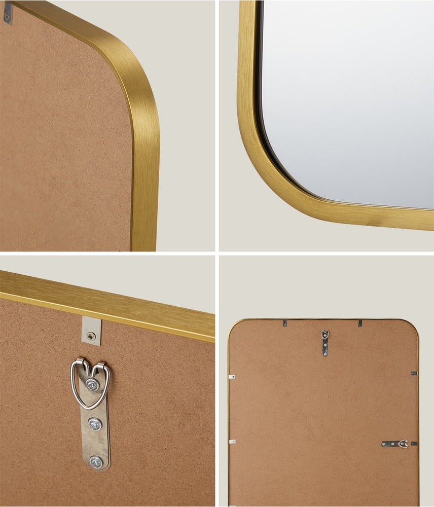 Oikiture Wall Mirrors Rectangle Mirror 65x50cm Gold Set of 2-Wall Mirror-PEROZ Accessories