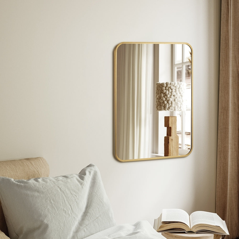 Oikiture Wall Mirrors Rectangle Mirror 65x50cm Gold Set of 2-Wall Mirror-PEROZ Accessories