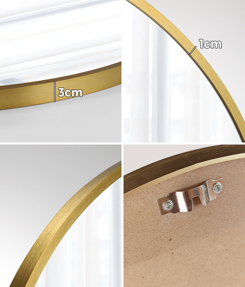 Oikiture Wall Mirrors Round 50cm Gold Set of 2-Wall Mirror-PEROZ Accessories