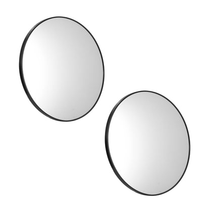 Oikiture Wall Mirrors Round 60cm Black Set of 2-Wall Mirror-PEROZ Accessories
