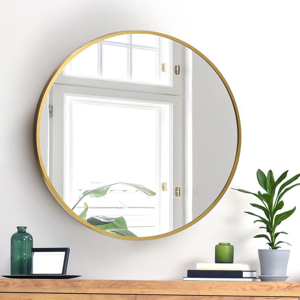 Oikiture Wall Mirrors Round 60cm Gold Set of 2-Wall Mirror-PEROZ Accessories