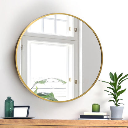 Oikiture Wall Mirrors Round 60cm Gold Set of 2-Wall Mirror-PEROZ Accessories