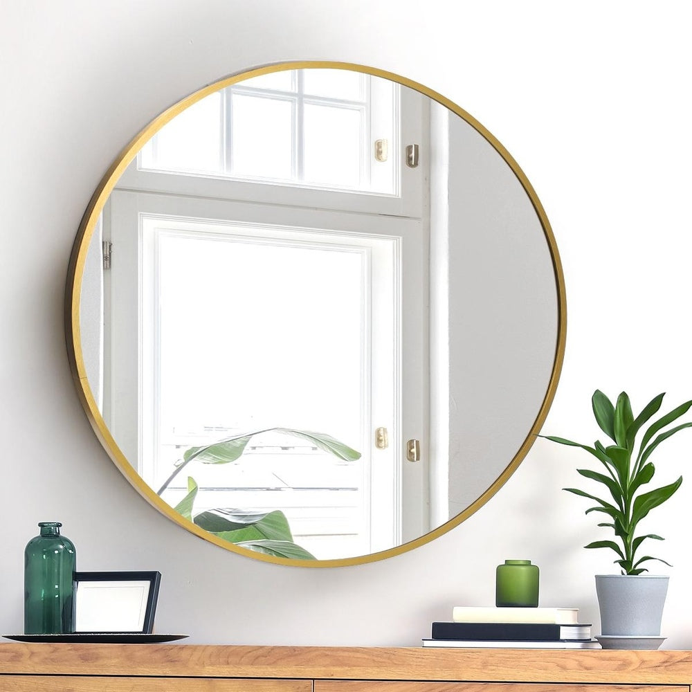 Oikiture Wall Mirrors Round 70cm Gold Set of 2-Wall Mirror-PEROZ Accessories
