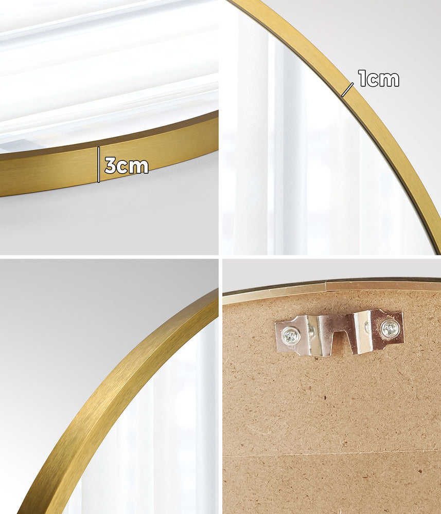 Oikiture Wall Mirrors Round 80cm Gold Set of 2-Wall Mirror-PEROZ Accessories