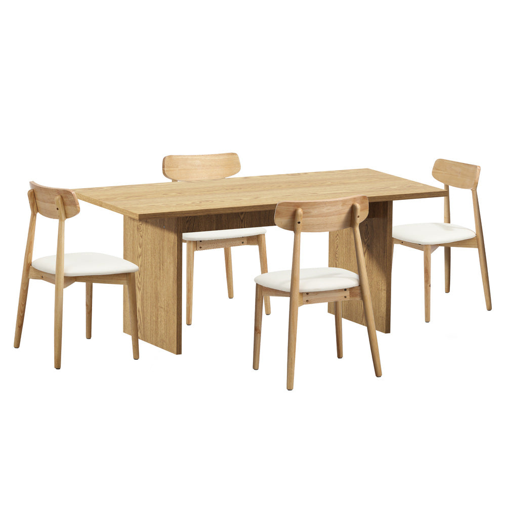 Oikiture Wooden 4-Seater Dining Table and Chairs Set-Dining Set-PEROZ Accessories
