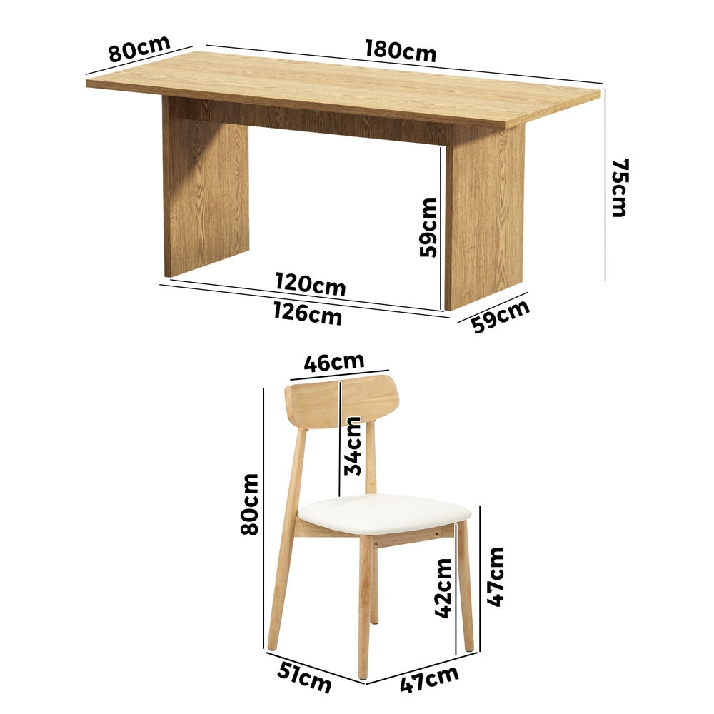 Oikiture Wooden 4-Seater Dining Table and Chairs Set-Dining Set-PEROZ Accessories