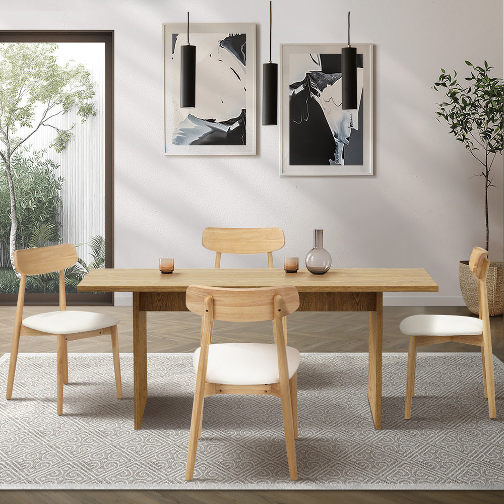 Oikiture Wooden 4-Seater Dining Table and Chairs Set-Dining Set-PEROZ Accessories