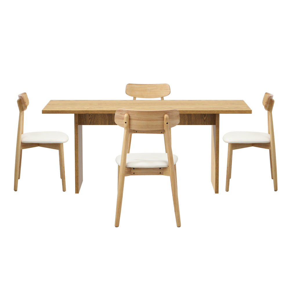Oikiture Wooden 4-Seater Dining Table and Chairs Set-Dining Set-PEROZ Accessories