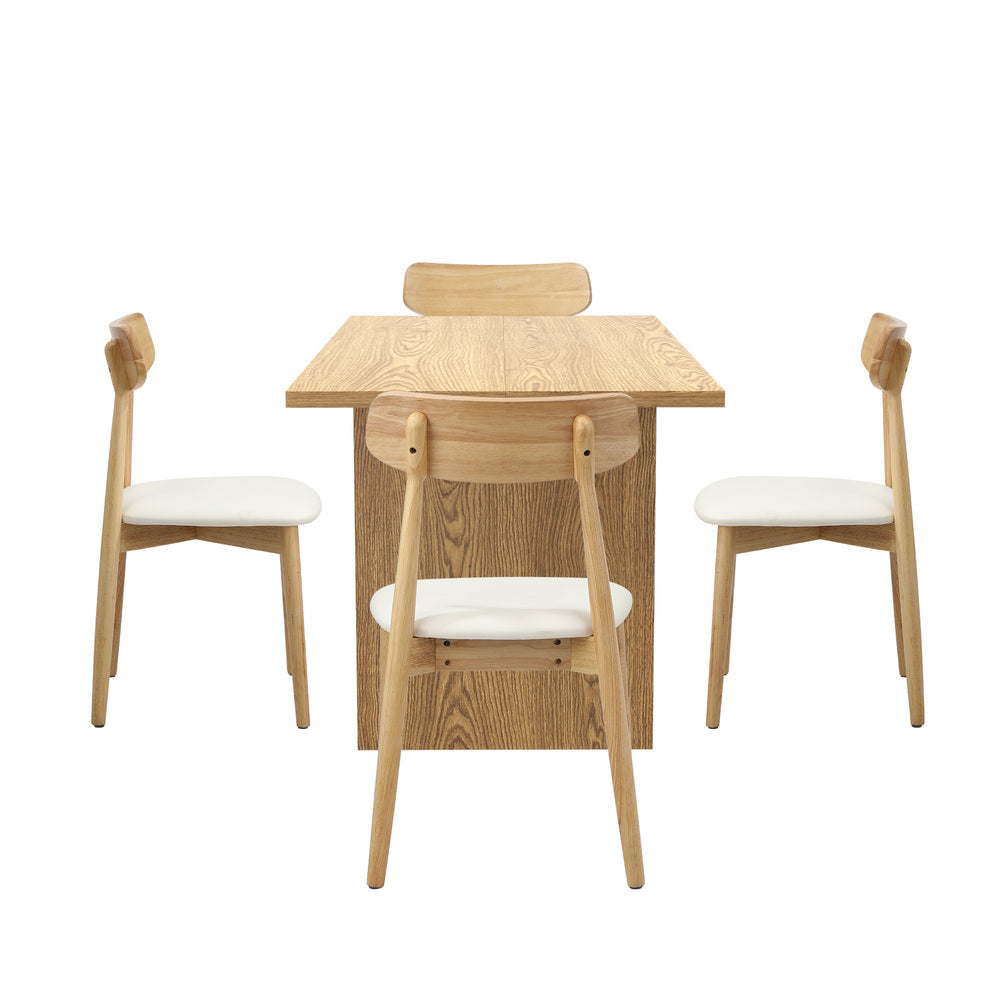 Oikiture Wooden 4-Seater Dining Table and Chairs Set-Dining Set-PEROZ Accessories