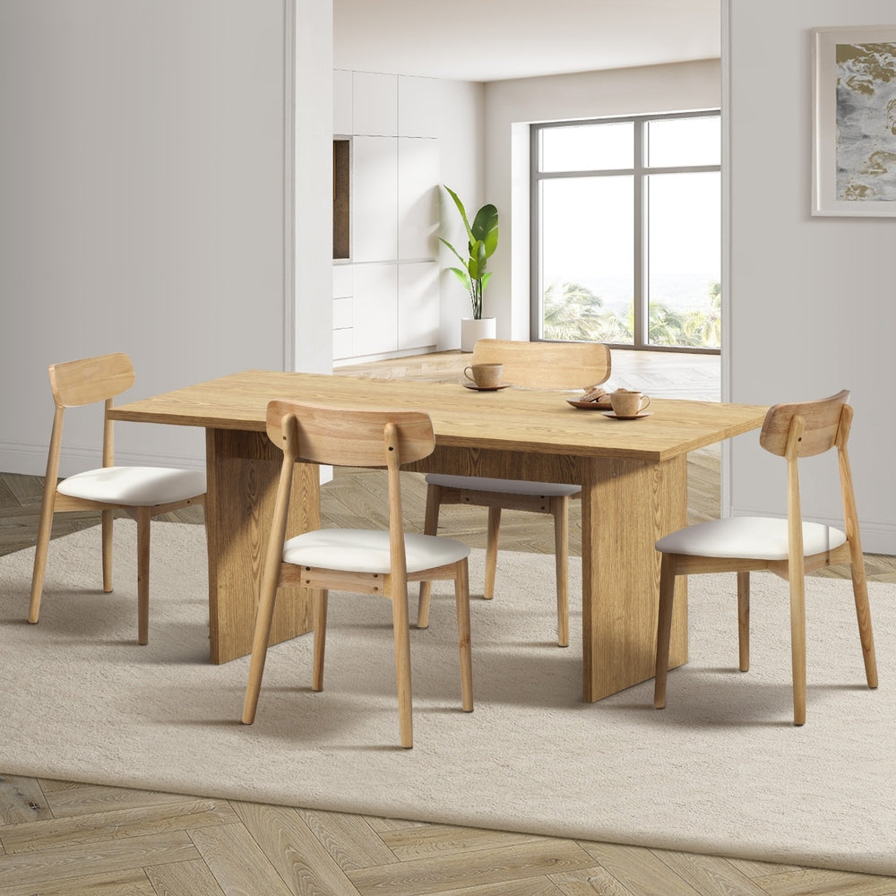 Oikiture Wooden 4-Seater Dining Table and Chairs Set-Dining Set-PEROZ Accessories