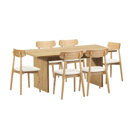 Oikiture Wooden 6-Seater Dining Table and Chairs Set-Dining Set-PEROZ Accessories