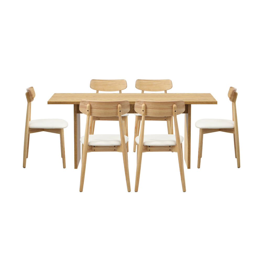 Oikiture Wooden 6-Seater Dining Table and Chairs Set-Dining Set-PEROZ Accessories