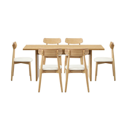 Oikiture Wooden 6-Seater Dining Table and Chairs Set-Dining Set-PEROZ Accessories