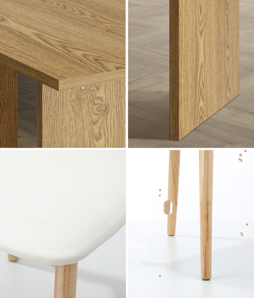 Oikiture Wooden 6-Seater Dining Table and Chairs Set-Dining Set-PEROZ Accessories