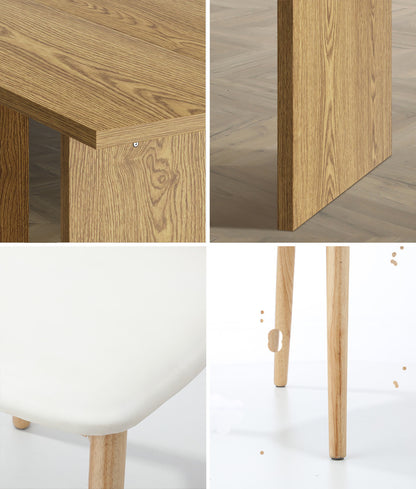 Oikiture Wooden 6-Seater Dining Table and Chairs Set-Dining Set-PEROZ Accessories