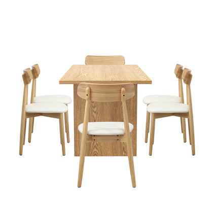 Oikiture Wooden 6-Seater Dining Table and Chairs Set-Dining Set-PEROZ Accessories