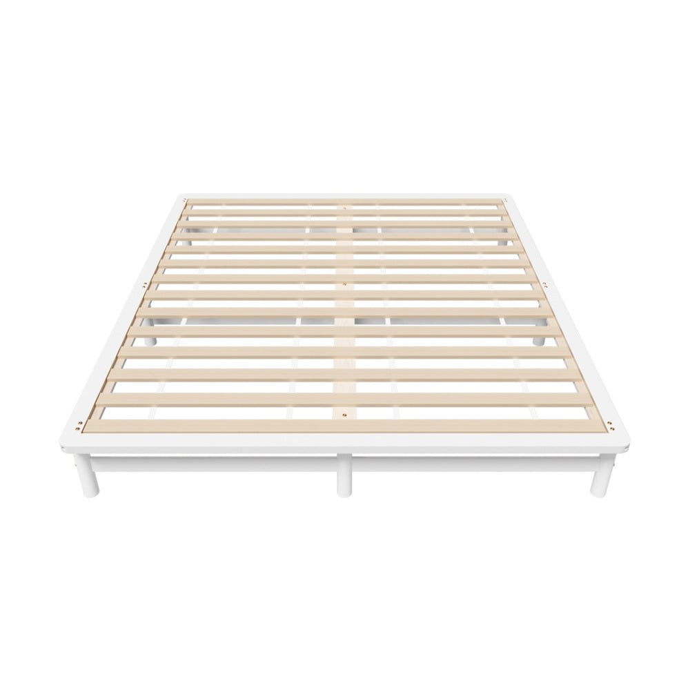 Oikiture Wooden Bed Frame King Size Solid Pine Wood White-Wooden Bed Frames-PEROZ Accessories