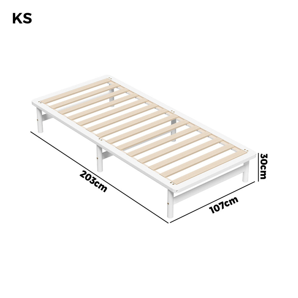 Oikiture Wooden Bed Frame Pine Timber King Single Size White-Wooden Bed Frames-PEROZ Accessories