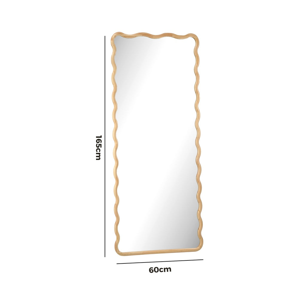 Oikiture Wooden Full Length Mirror 165x60cm Wavy Floor Mirrors-Full Length Mirror-PEROZ Accessories