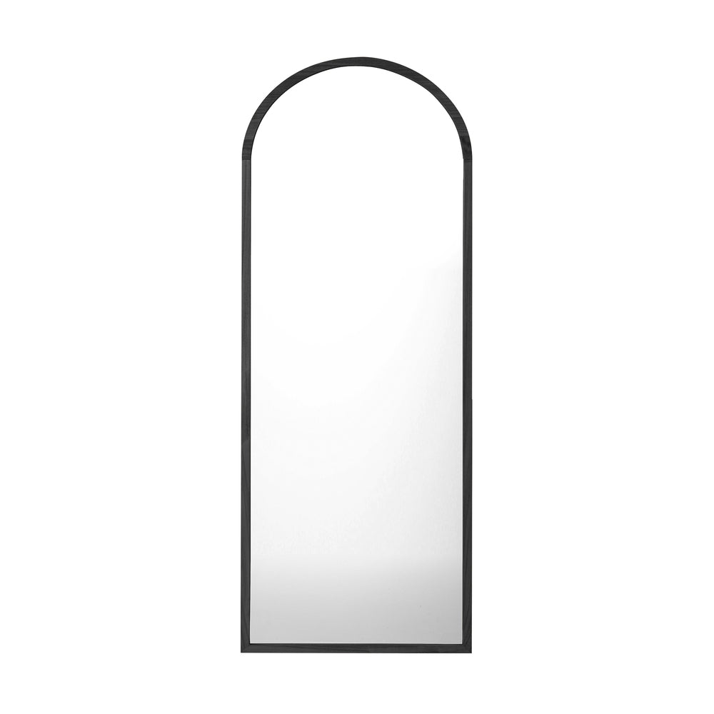 Oikiture Wooden Full Length Mirror 166x60cm Arched Floor Mirror Black-Full Length Mirror-PEROZ Accessories