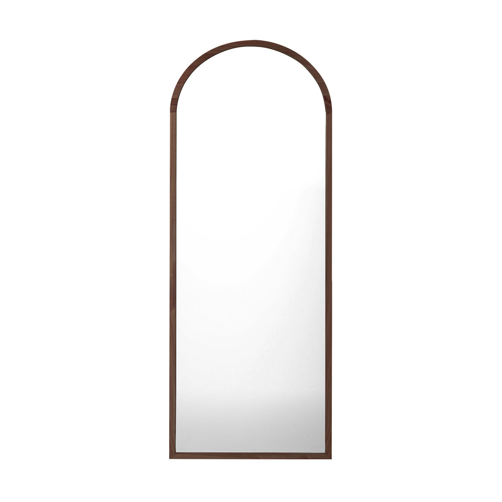 Oikiture Wooden Full Length Mirror 166x60cm Arched Floor Mirrors Brown-Full Length Mirror-PEROZ Accessories