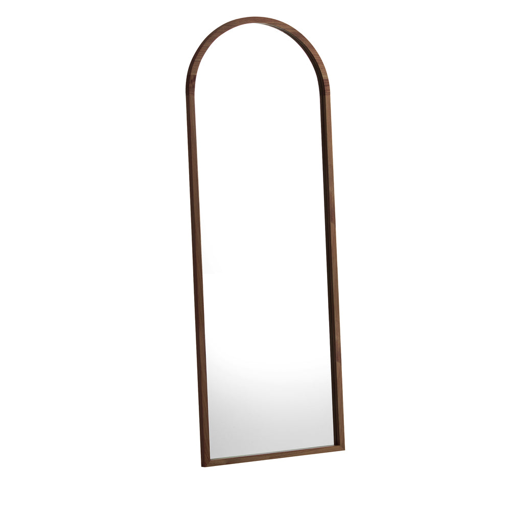 Oikiture Wooden Full Length Mirror 166x60cm Arched Floor Mirrors Brown-Full Length Mirror-PEROZ Accessories