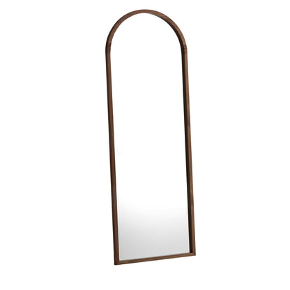 Oikiture Wooden Full Length Mirror 166x60cm Arched Floor Mirrors Brown-Full Length Mirror-PEROZ Accessories
