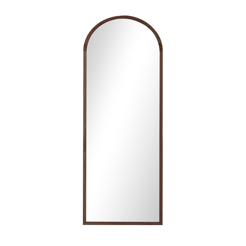 Oikiture Wooden Full Length Mirror 180x70cm Arched Floor Mirrors Brown-Full Length Mirror-PEROZ Accessories