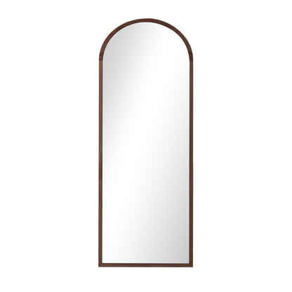 Oikiture Wooden Full Length Mirror 180x70cm Arched Floor Mirrors Brown-Full Length Mirror-PEROZ Accessories