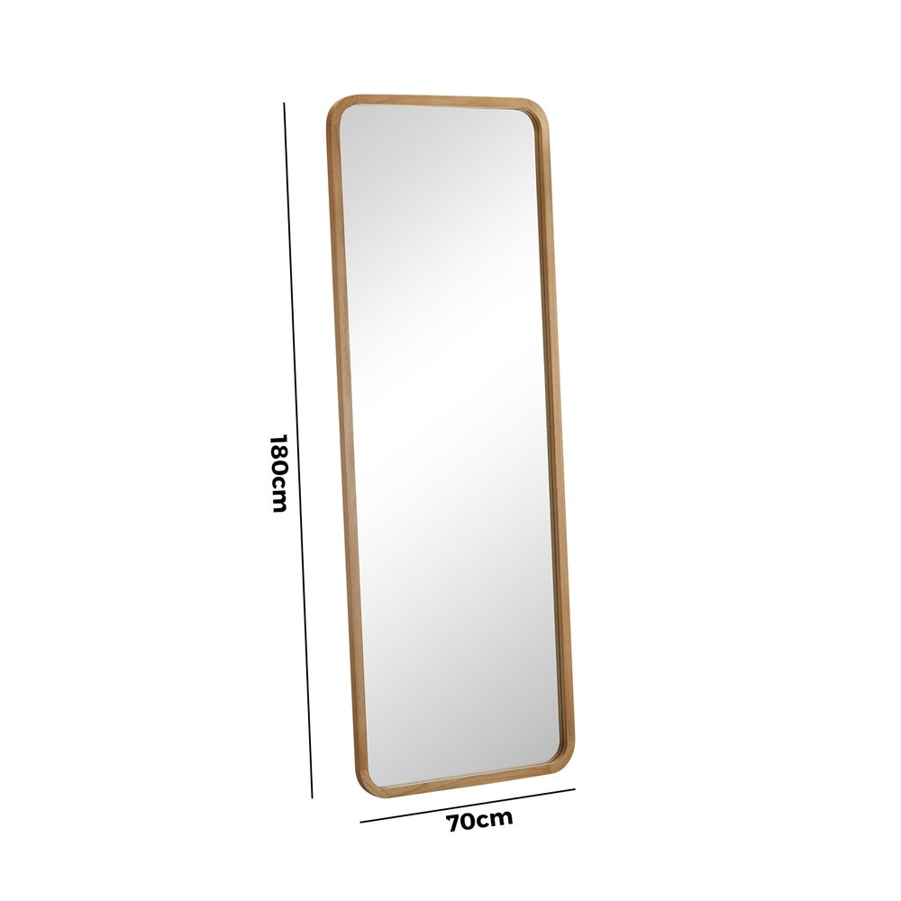 Oikiture Wooden Full Length Mirror 180x70cm Rectangle Floor Mirrors-Full Length Mirror-PEROZ Accessories