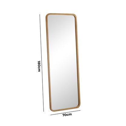 Oikiture Wooden Full Length Mirror 180x70cm Rectangle Floor Mirrors-Full Length Mirror-PEROZ Accessories