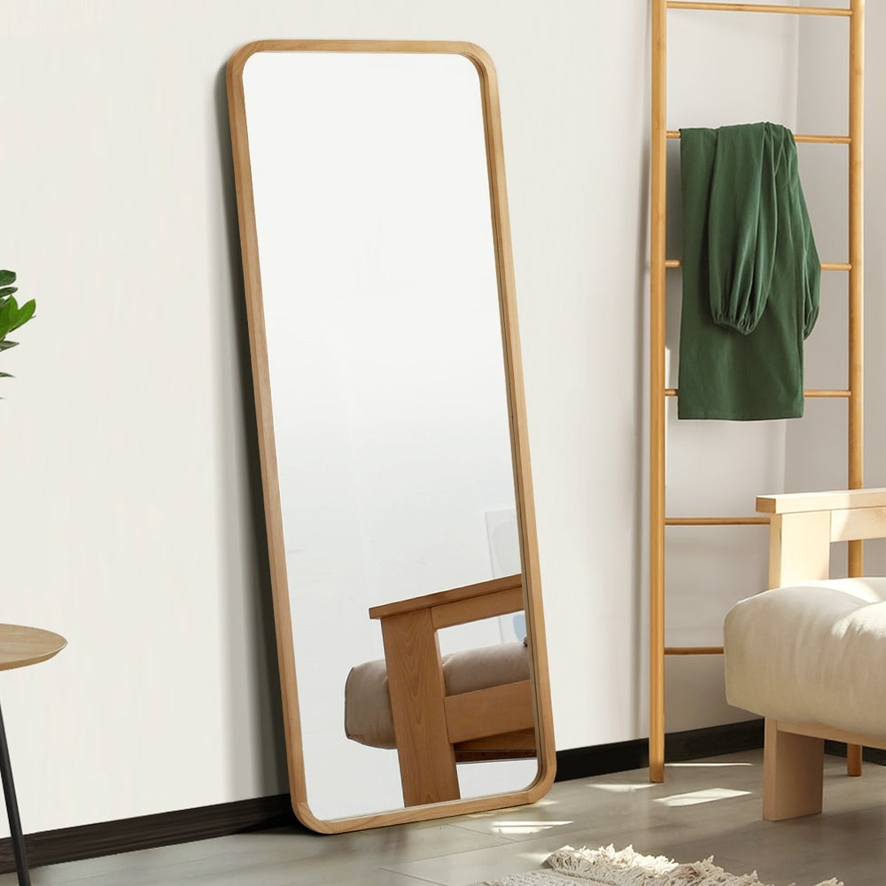Oikiture Wooden Full Length Mirror 180x70cm Rectangle Floor Mirrors-Full Length Mirror-PEROZ Accessories
