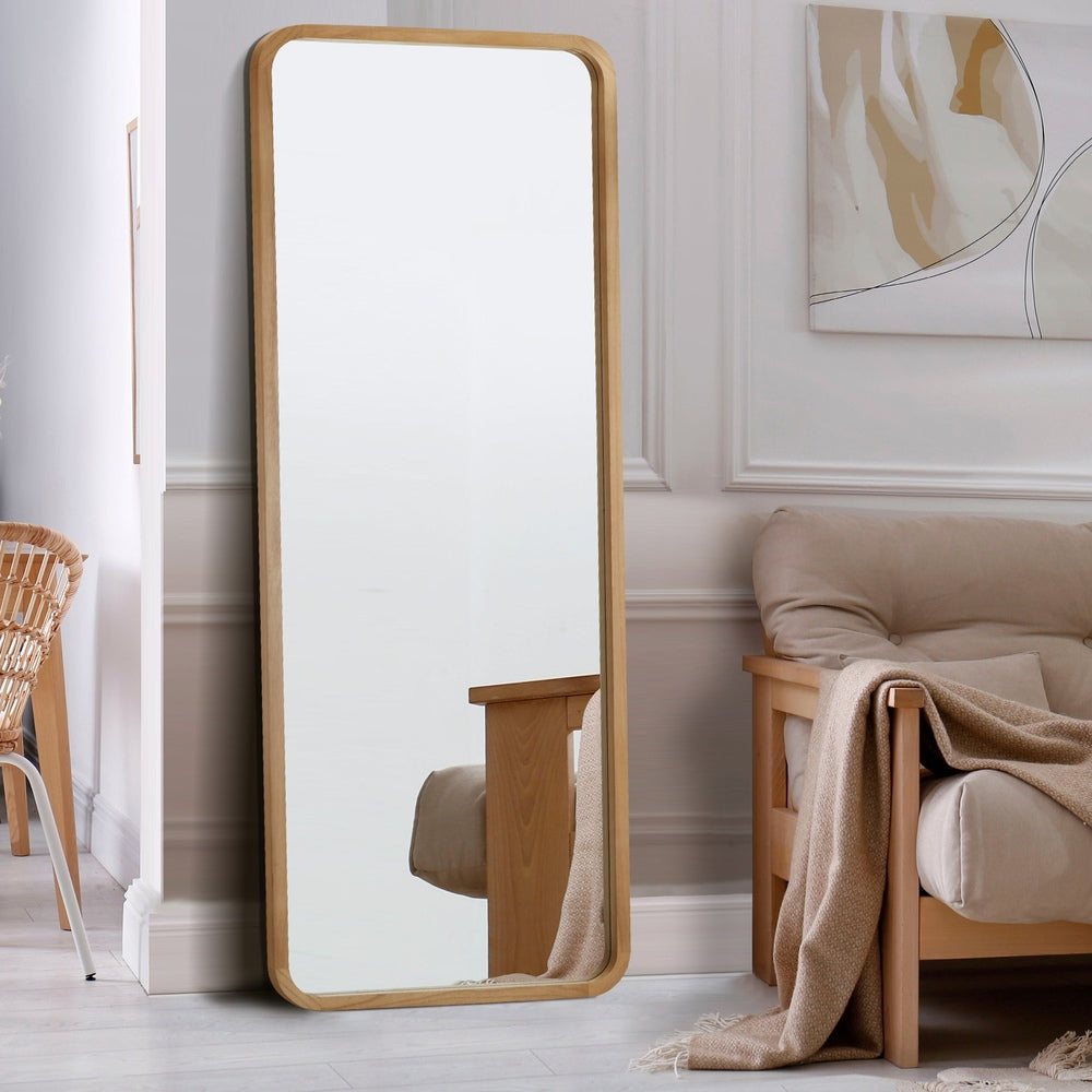 Oikiture Wooden Full Length Mirror 180x70cm Rectangle Floor Mirrors-Full Length Mirror-PEROZ Accessories