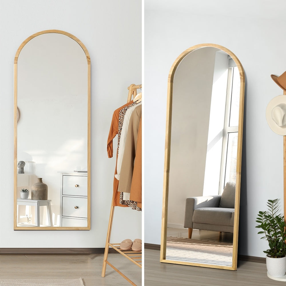 Oikiture Wooden Full Length Mirror 180x70cm Wavy Floor Mirrors-Full Length Mirror-PEROZ Accessories