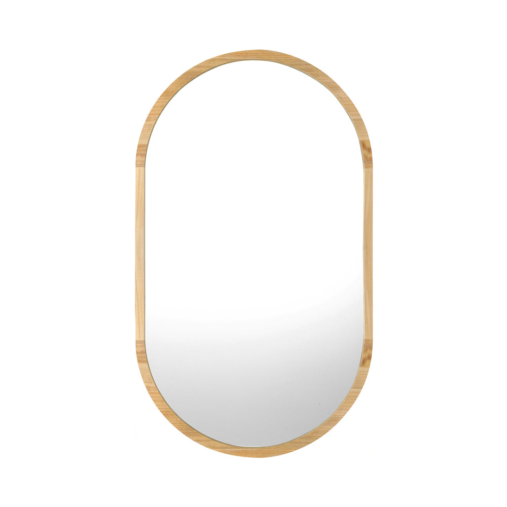 Oikiture Wooden Wall Mirrors Oval Mirror 84x50cm Set of 2-Wall Mirror-PEROZ Accessories